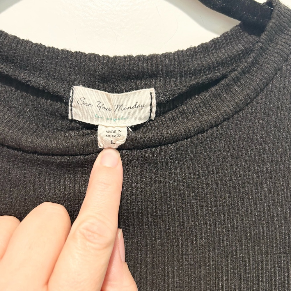See You Monday Black Babydoll Mini Dress L Tiered Travel Everyday Athleisure - Picture 7 of 8